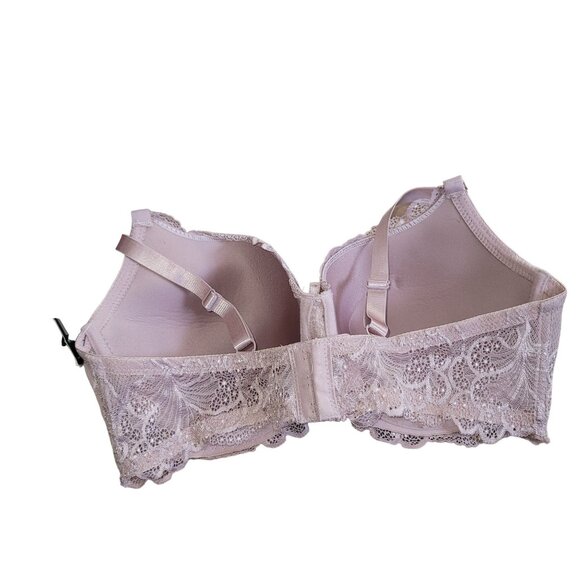 B‎ Luxe Bra Size 38D Women Lace Overlay and Adjustable Strap Mauve Pink  Push Up - Picture 2 of 4